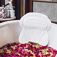 Los mejores  - TWBEST Almohada de baño-Almohada Bañera con 6 ventosas-Malla 3D Cojín de baño-Diseño ergonomico-Puede soportar la Cabeza…